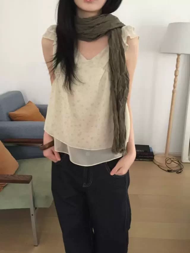 레트로 꽃무늬 한 여성 분위기 ins 보 주님 날다 소매 레이스 슬립 셔츠 상세 이미지 14