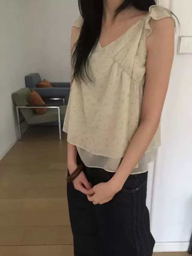 레트로 꽃무늬 한 여성 분위기 ins 보 주님 날다 소매 레이스 슬립 셔츠 상세 이미지 17