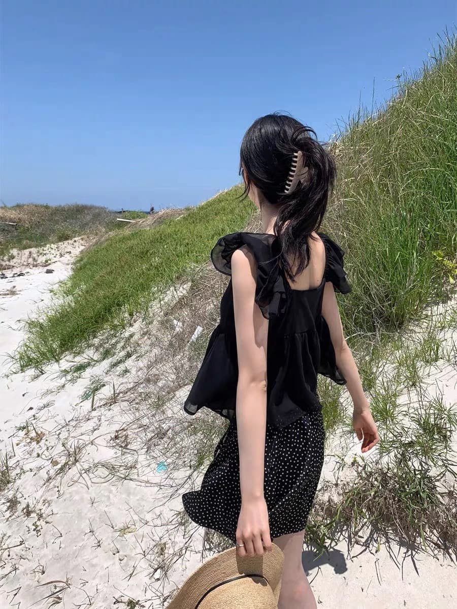 2026 년 Feifei 소매 쇼트 스타일 맨위 여성 여름 캐주얼 다용도 슬림해 보이는 V넥 품격 고급 센스 쉬폰 블라우스 상세 이미지 24