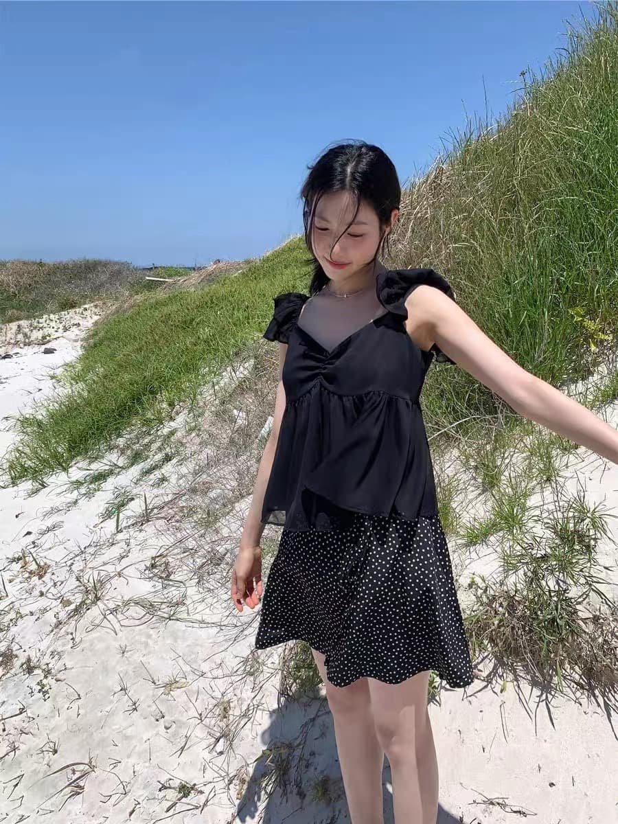 2026 년 Feifei 소매 쇼트 스타일 맨위 여성 여름 캐주얼 다용도 슬림해 보이는 V넥 품격 고급 센스 쉬폰 블라우스 상세 이미지 34