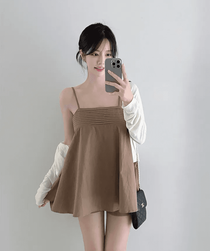 2026 년 새로운 한 부서 chic 여름 루즈핏 조끼 슬립 맨위 하이웨이스트 캐주얼 반바지 세트 여성 상세 이미지 16