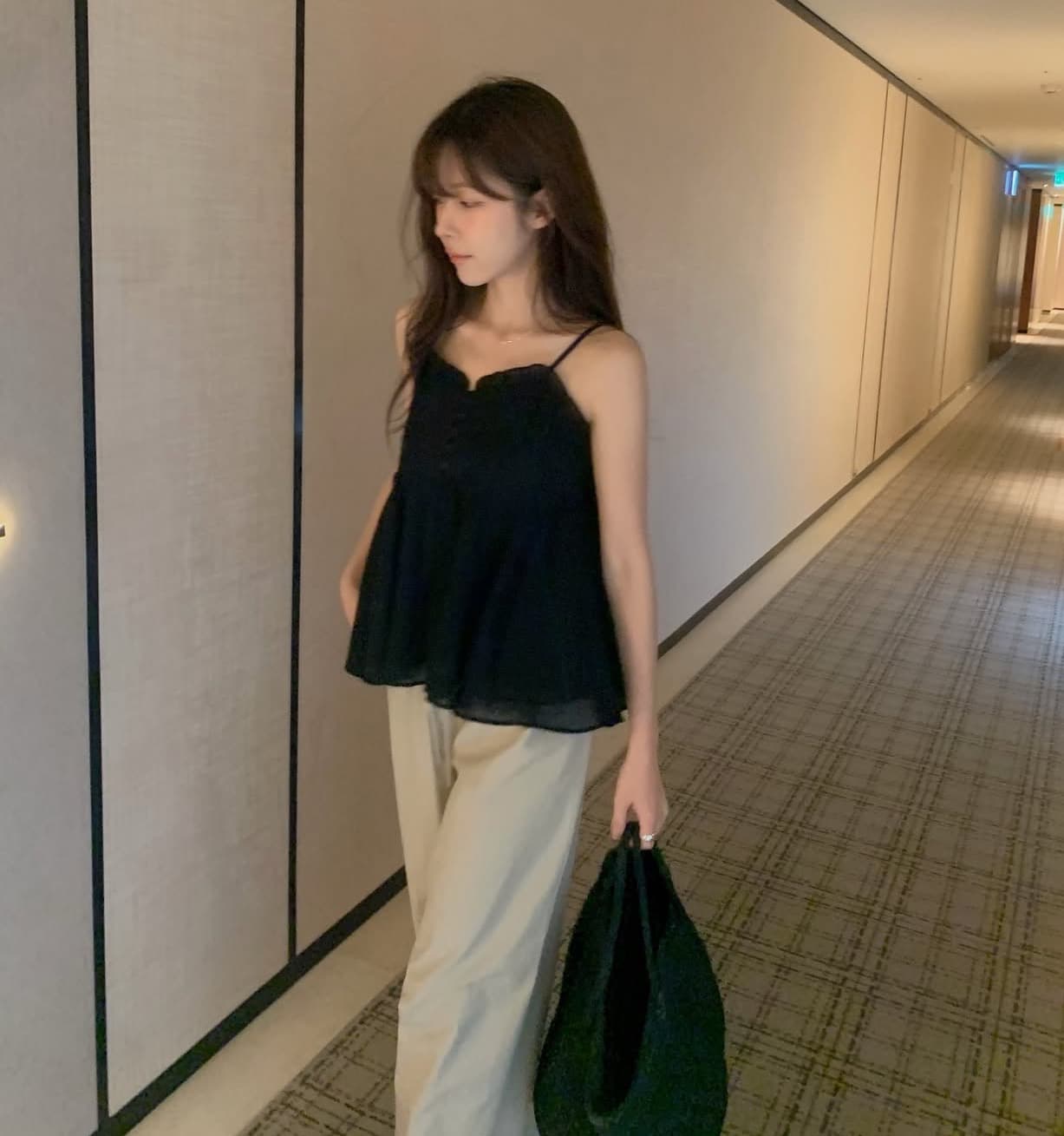 한 부서 달콤함 주름 레이스 하프 부서 버클 우아함 스택 착용 다용도 캐미솔 상세 이미지 27