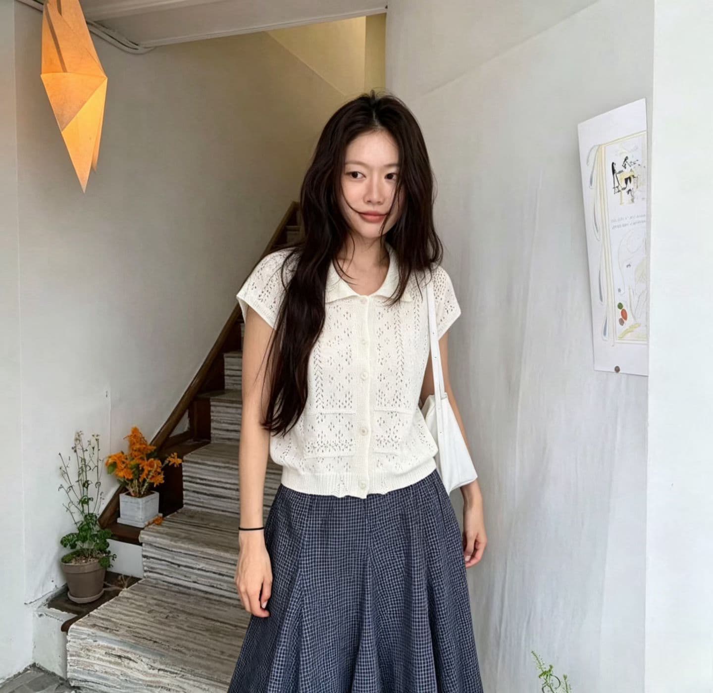 한국 chic 패션 홀로우 아웃 귀여운 작은 레이스 베이비 칼라 반팔 니트 스웨터 여성 프랑스식 품격 우아함 맨위 상세 이미지 28