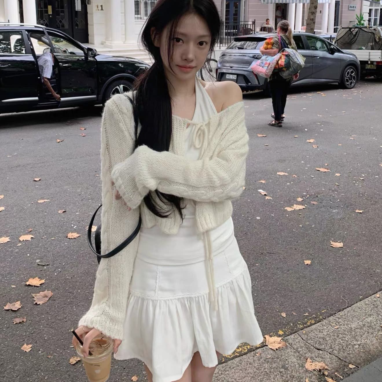 2026 년 이른 가을 V넥 레이스업 레이스 오픈 가디건 여성 프랑스식 부드러운 바람 재킷 작은 숄 맨위