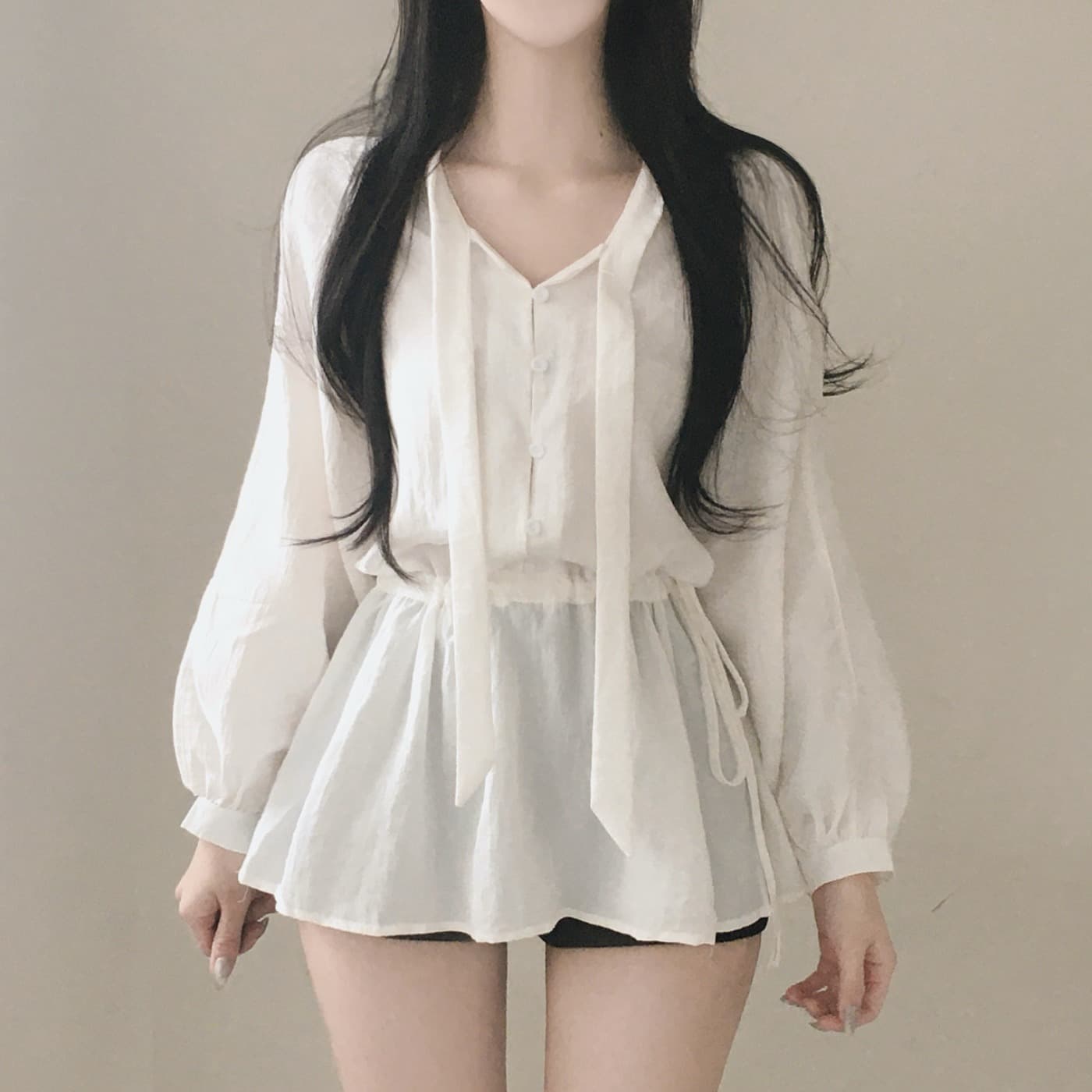 한국 chic 다용도 작은 대중 패션 루즈핏 슬림해 보이는 다용도 긴팔 드레스 2025 가을 신제품 맨위