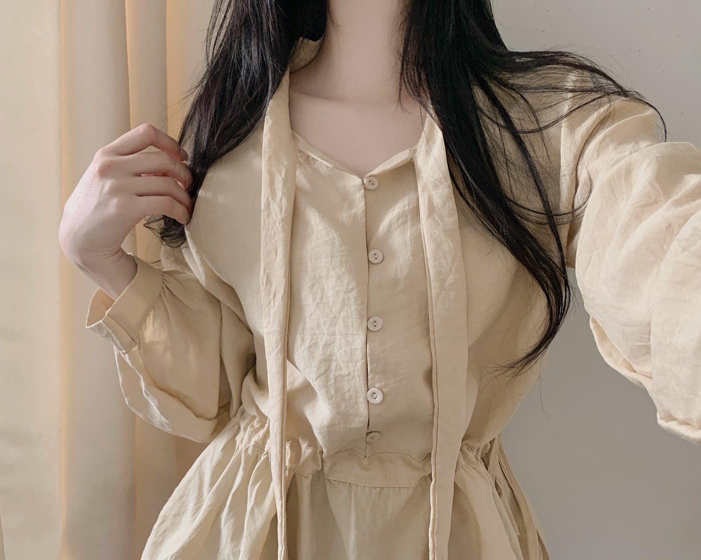 한국 chic 다용도 작은 대중 패션 루즈핏 슬림해 보이는 다용도 긴팔 드레스 2025 가을 신제품 맨위 상세 이미지 20