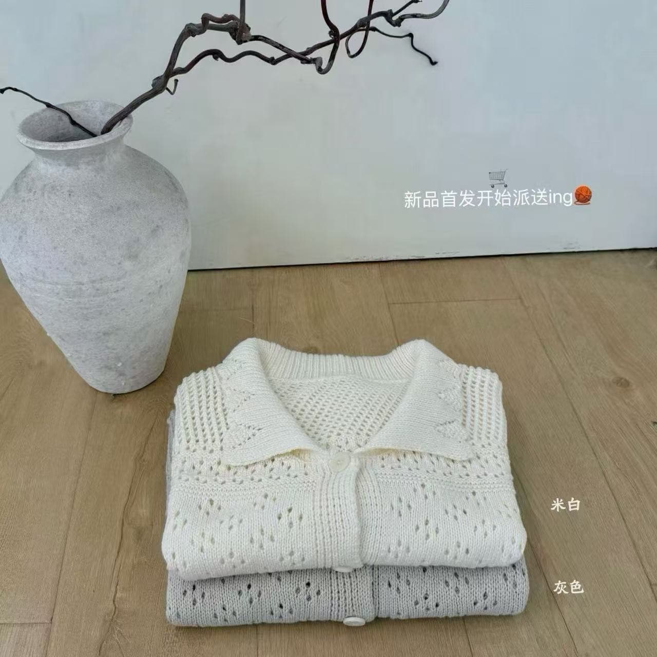 한국 chic 패션 홀로우 아웃 귀여운 작은 레이스 베이비 칼라 반팔 니트 스웨터 여성 프랑스식 품격 우아함 맨위 상세 이미지 8