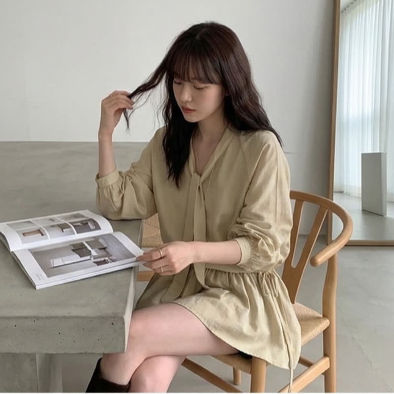 한국 chic 다용도 작은 대중 패션 루즈핏 슬림해 보이는 다용도 긴팔 드레스 2026 가을 신제품 맨위 이미지 5