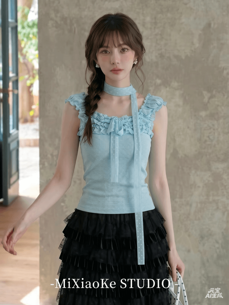 순수한 욕망 바람 디자인 센스 화이트 품격 레이스업 연령 감소 반팔 티셔츠 여성 여름 몸매 가꾸기 슬림해 보이는 다용도 맨위 상세 이미지 24