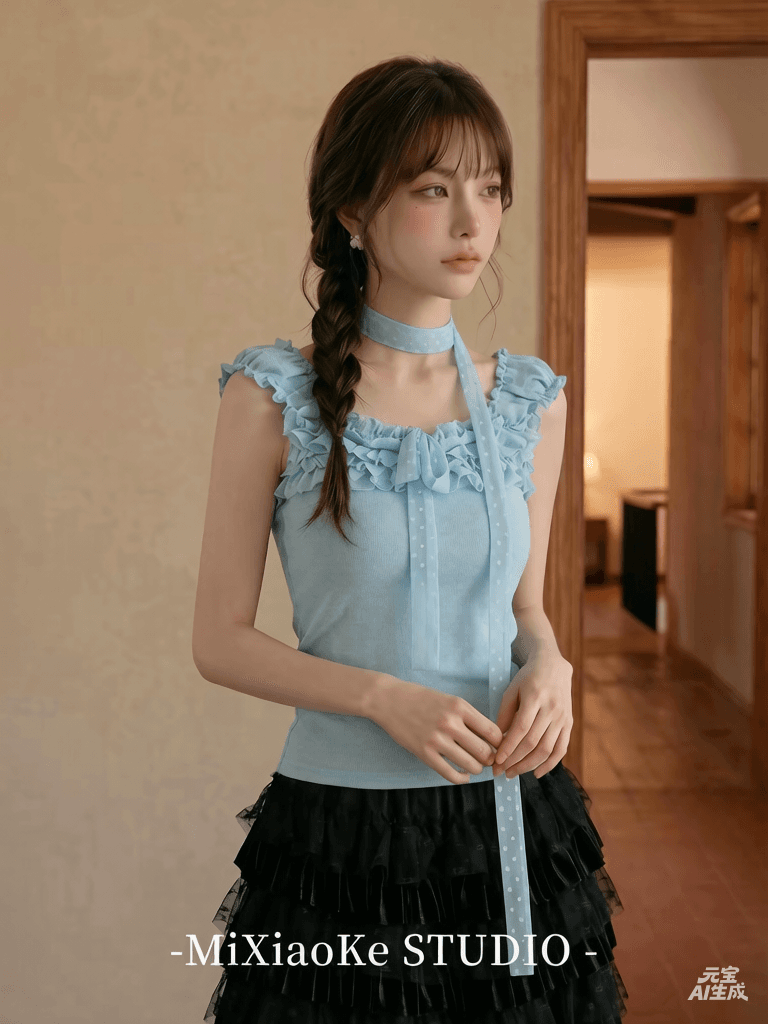 순수한 욕망 바람 디자인 센스 화이트 품격 레이스업 연령 감소 반팔 티셔츠 여성 여름 몸매 가꾸기 슬림해 보이는 다용도 맨위 상세 이미지 25