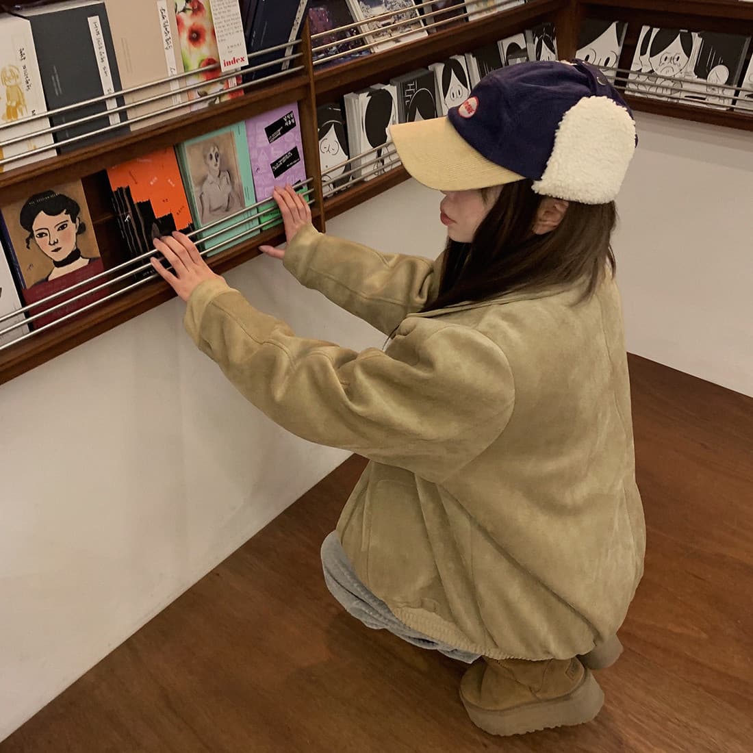 한국 chic 가을 겨울 새로운 프랑스식 아름다움 라드. 스웨이드 원단 솜을 넣은 긴팔 면 옷 여성 코트 한 첨부 된 의류 트렌디 상세 이미지 24