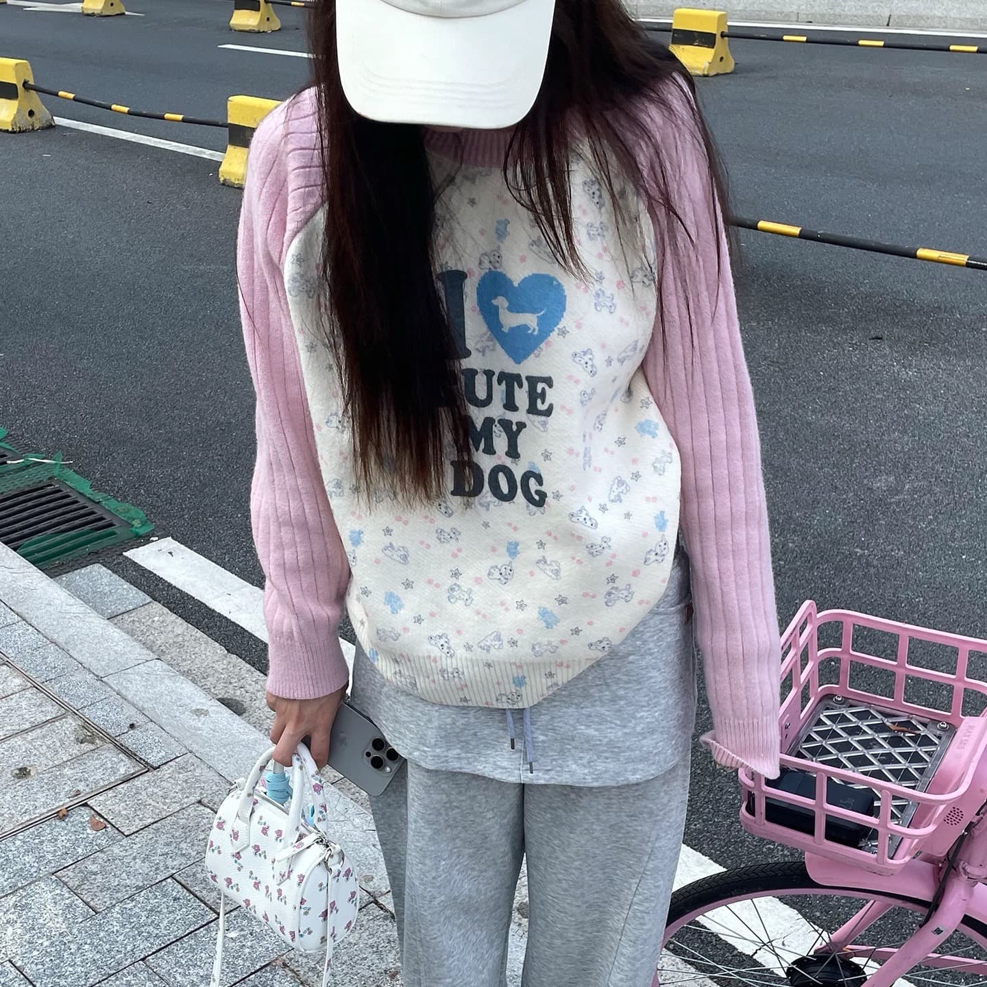 아메리칸 재미있는 프린트 패치워크 색상 긴팔 니트 스웨터 남녀 봄 가을 루즈핏 캐주얼 다용도 풀오버 털 셔츠 상세 이미지 1