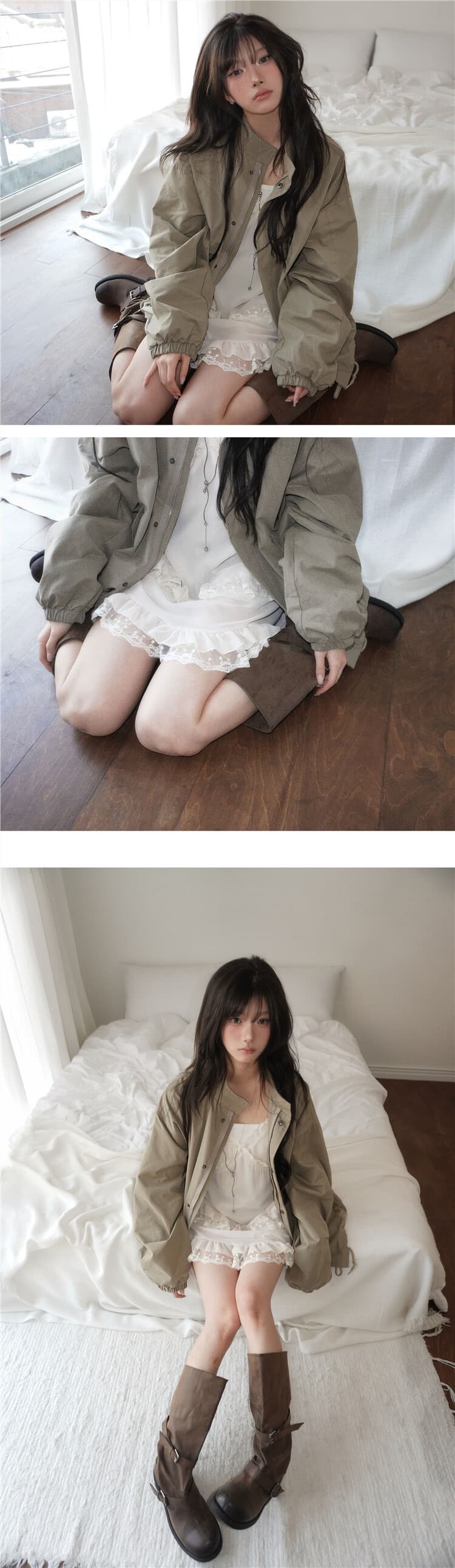 한국 동대문 2026 년 새로운 한국 스타일 달콤한 차가운 레트로 워크웨어 바람 루즈핏 다용도 스탠드 칼라 바람막이 여성 상세 이미지 21