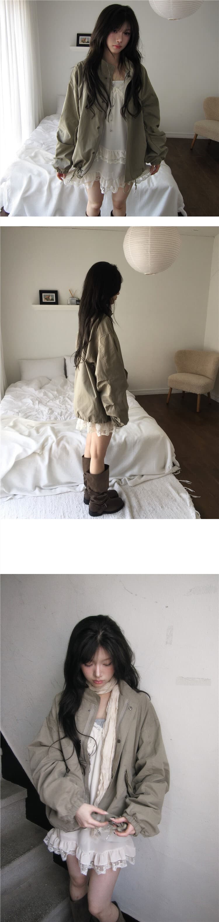 한국 동대문 2026 년 새로운 한국 스타일 달콤한 차가운 레트로 워크웨어 바람 루즈핏 다용도 스탠드 칼라 바람막이 여성 상세 이미지 24
