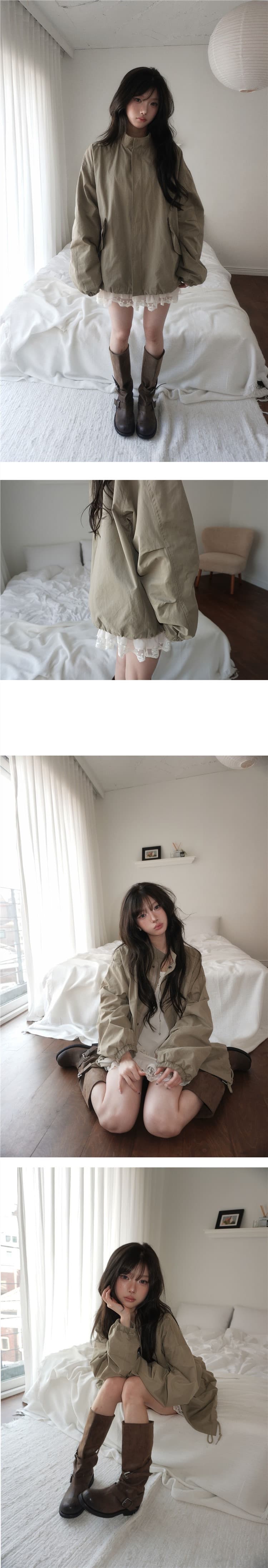 한국 동대문 2026 년 새로운 한국 스타일 달콤한 차가운 레트로 워크웨어 바람 루즈핏 다용도 스탠드 칼라 바람막이 여성 상세 이미지 27