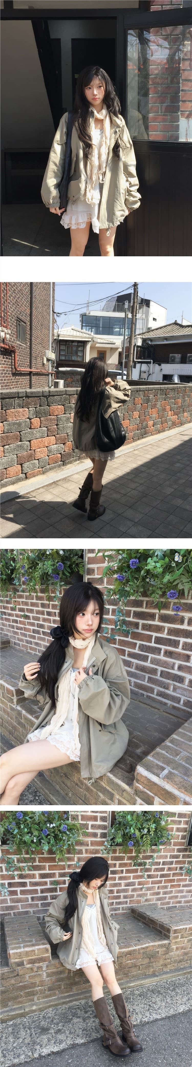 한국 동대문 2026 년 새로운 한국 스타일 달콤한 차가운 레트로 워크웨어 바람 루즈핏 다용도 스탠드 칼라 바람막이 여성 상세 이미지 28