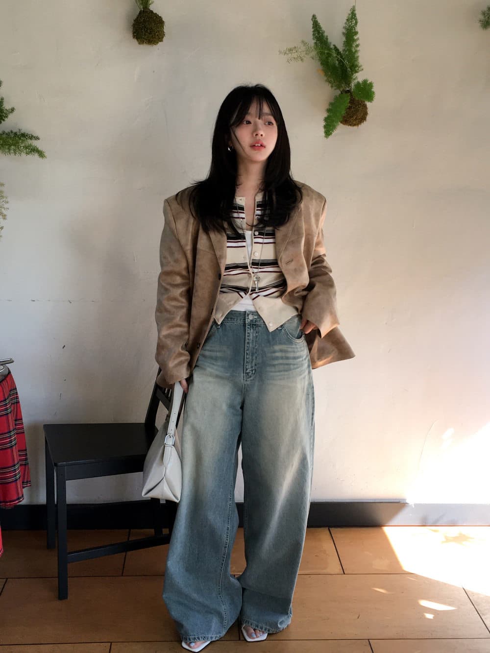 한국 chic 가을 새로운 레트로 연령 감소 다용도 슬림해 보이는 작은 단추 긴팔 스트라이프 니트 오픈 가디건 스웨터 여자 상세 이미지 5