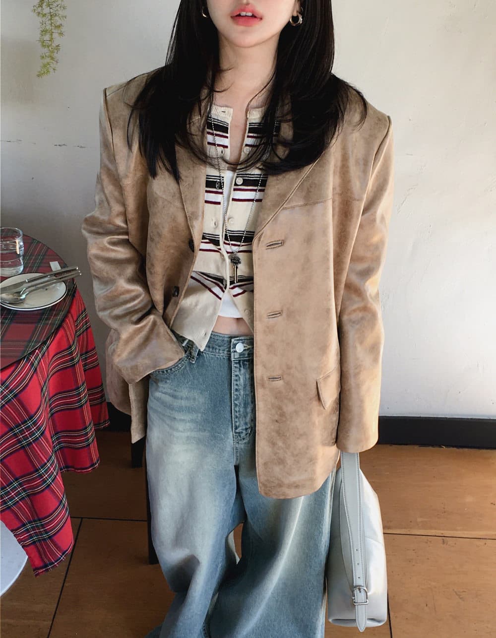 한국 chic 가을 새로운 레트로 연령 감소 다용도 슬림해 보이는 작은 단추 긴팔 스트라이프 니트 오픈 가디건 스웨터 여자 상세 이미지 8