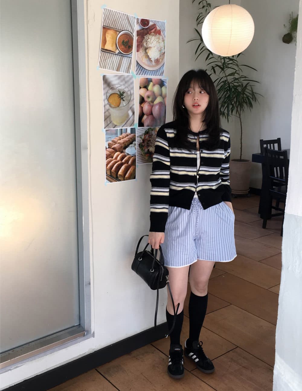 한국 chic 가을 새로운 레트로 연령 감소 다용도 슬림해 보이는 작은 단추 긴팔 스트라이프 니트 오픈 가디건 스웨터 여자 상세 이미지 24