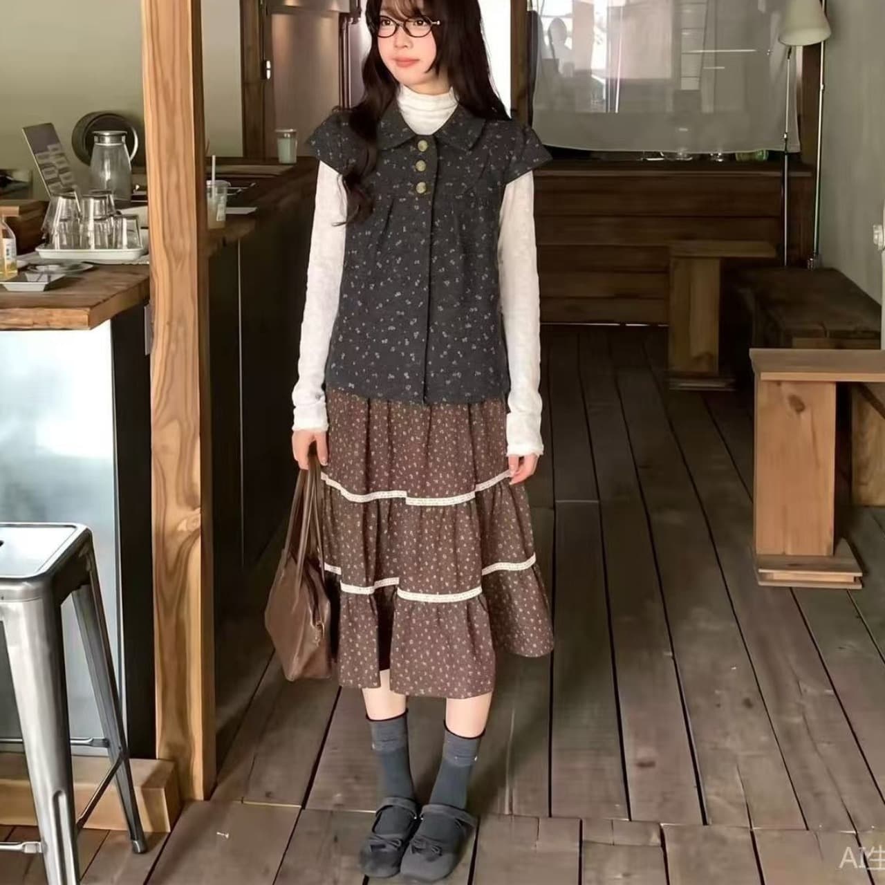 한 부서 학원 스타일 달콤함 도트 무늬 베이비 칼라 쇼트 스타일 모직 맨위 몸매 가꾸기 만나는 투피스 슈트 이미지 3