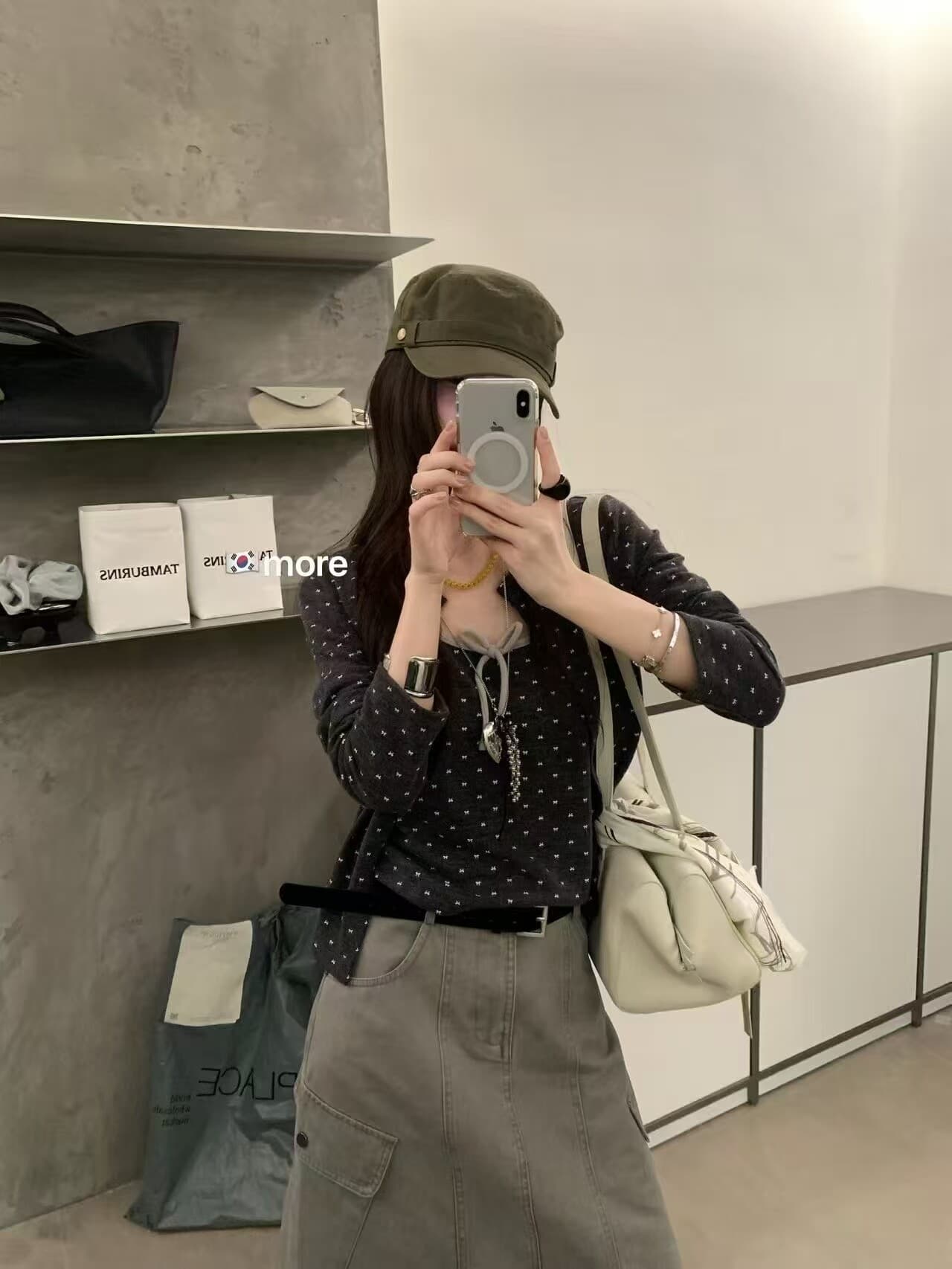한 부서 달콤함 연령 감소 회색 깨진 느낌 긴팔 오픈 가디건 여성 가을 나비 넥타이 캐미솔 투피스 세트 상세 이미지 9