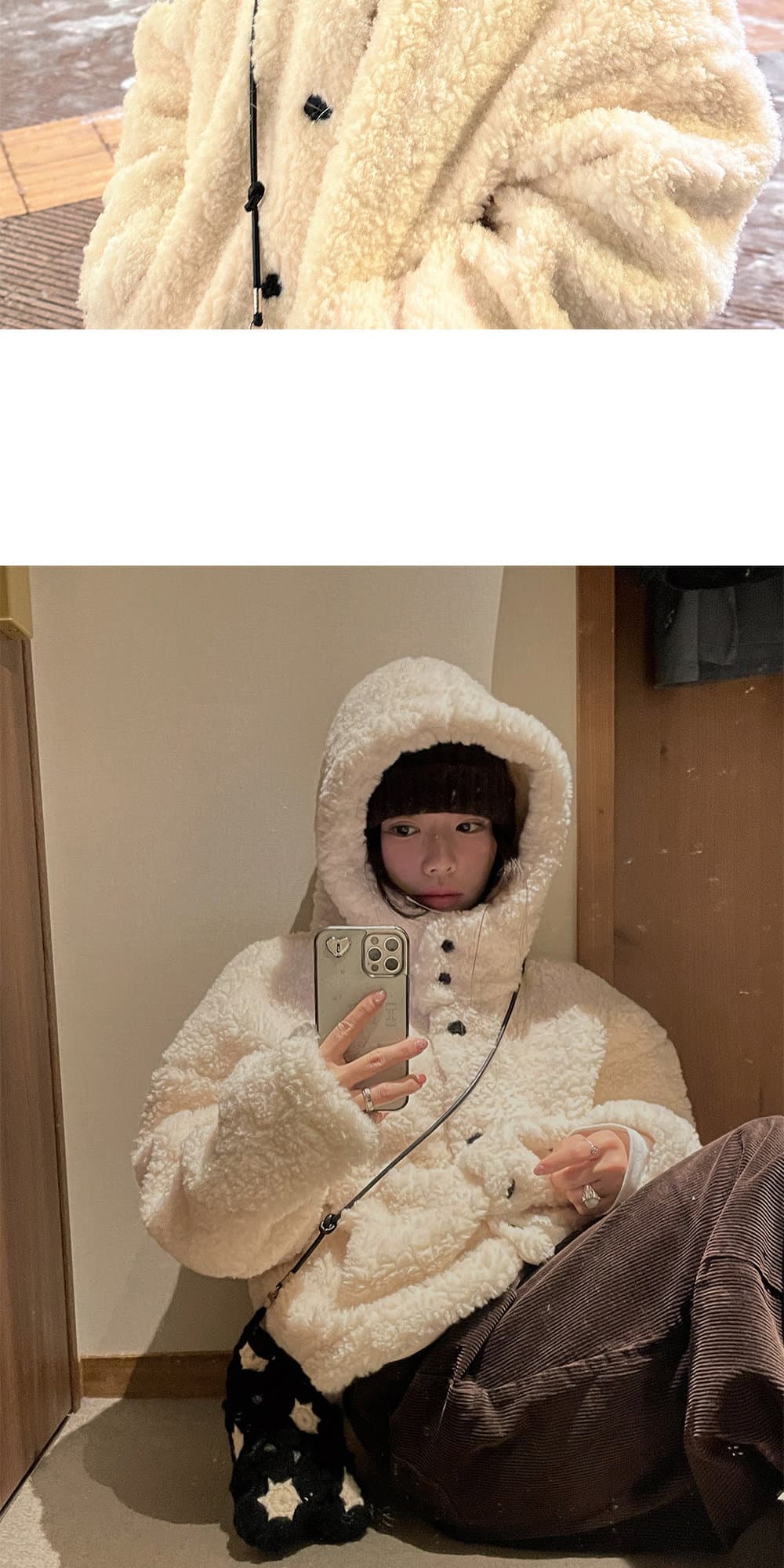 한국 chic 가을 겨울 프랑스식 한 부서 후드 귀여운 학원 스타일 연령 감소 쇼트 스타일 양털 보온 재킷 여성 의류 상세 이미지 21
