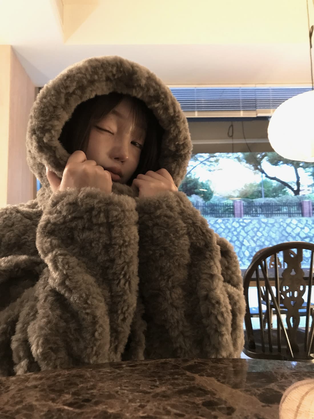 한국 chic 가을 겨울 프랑스식 한 부서 후드 귀여운 학원 스타일 연령 감소 쇼트 스타일 양털 보온 재킷 여성 의류 상세 이미지 10