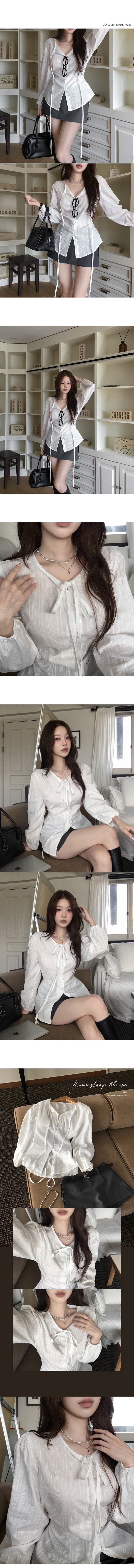 프랑스식 봄 가을 chic 레이스업 긴팔 여성 셔츠 슬림해 보이는 싱글 줄 버튼 셔츠 자외선 차단 재킷 상세 이미지 1