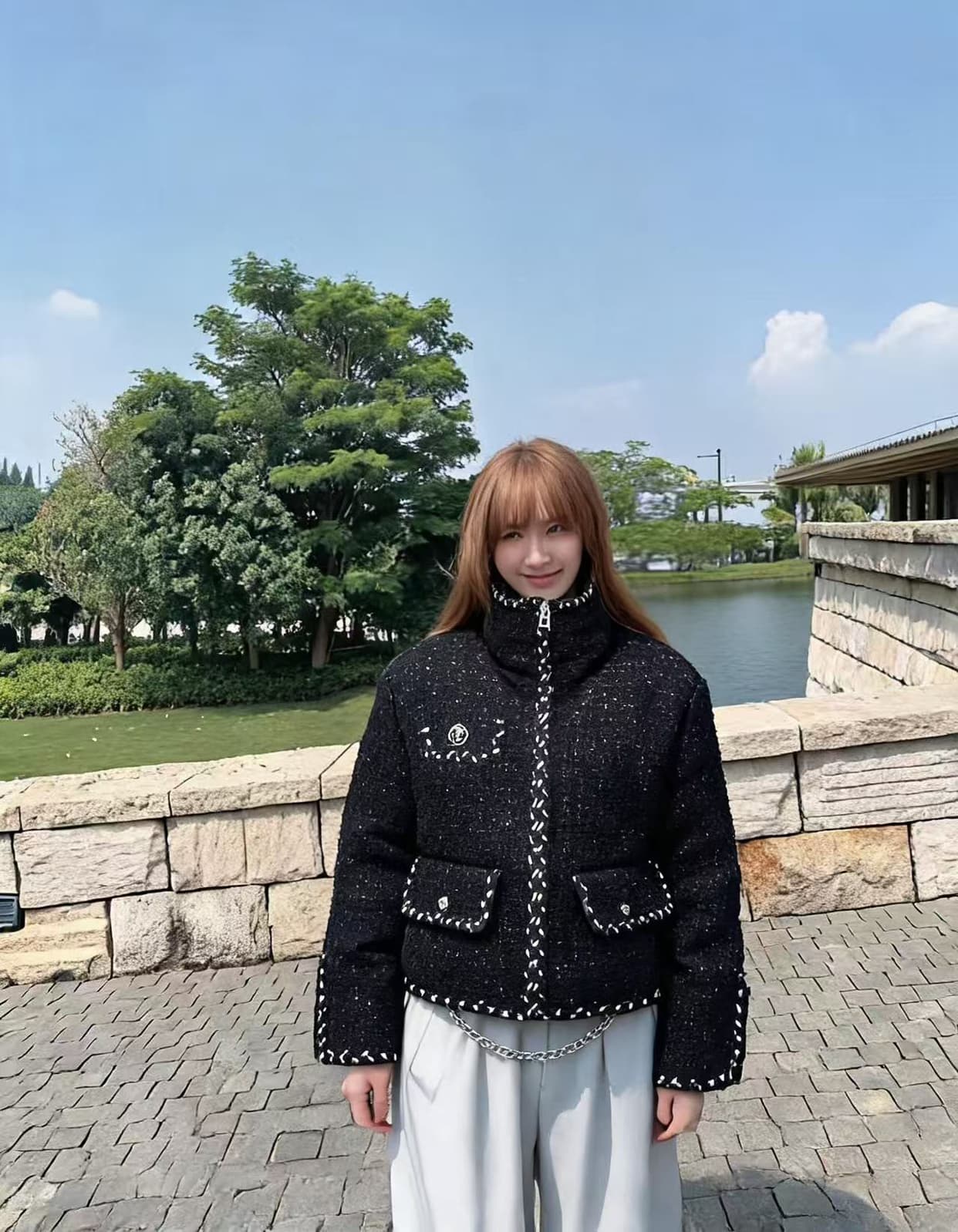 2026 작은 샤넬 스타일 스탠드 칼라 패치워크 두꺼운 쇼트 스타일 면 옷 재킷 상세 이미지 5