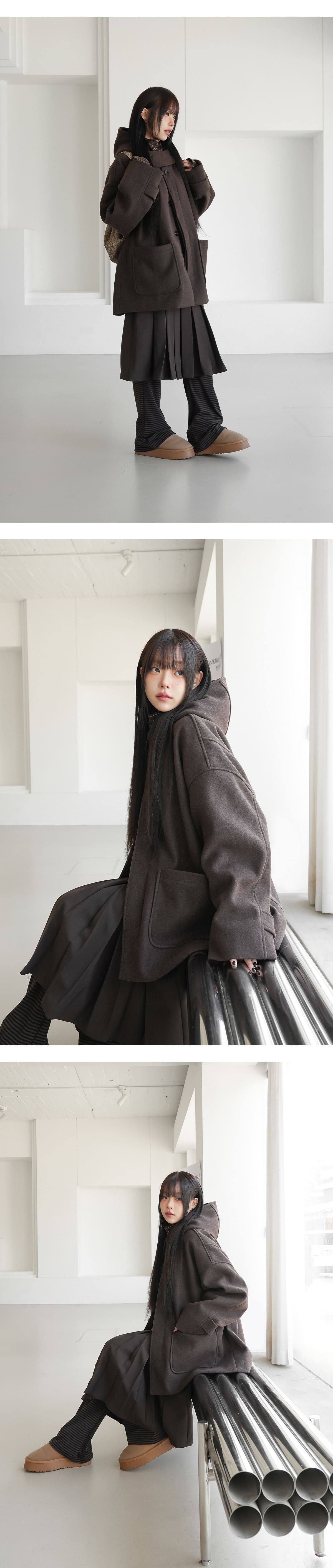 한 부서 분위기 센스 모직 코트 여성 프랑스식 패션 다용도 싱글 줄 버튼 디자인 센스 느긋한 후드 모직 외투 상세 이미지 29