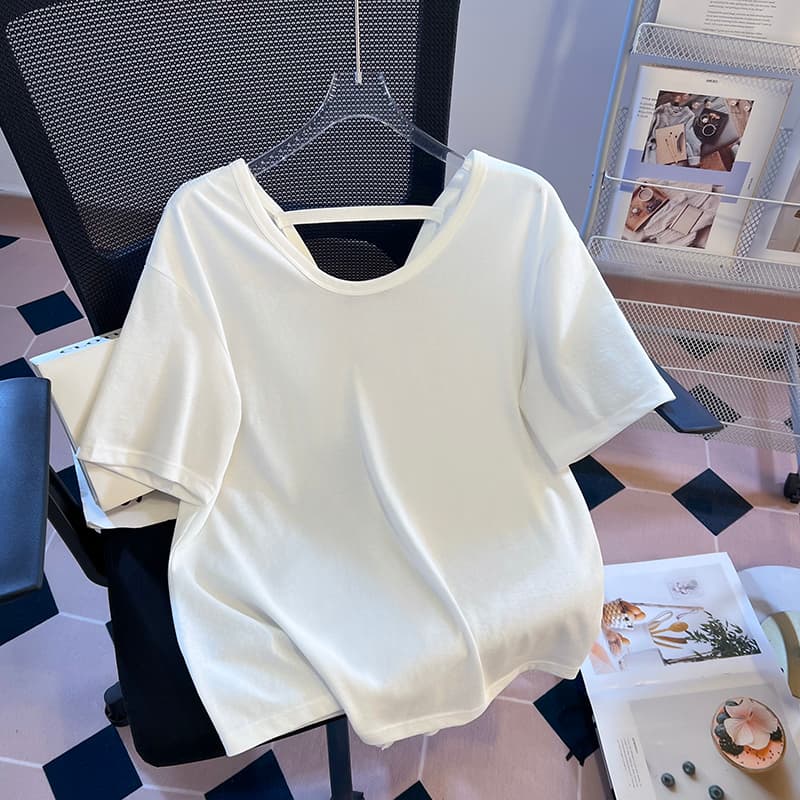 양성 및 음성 둘 착용 디자인 센스 화이트 티셔츠 여성 2026 여름 새로운 핀치 Pleat 허리 수축 슬림해 보이는 V넥 반팔 맨위 이미지 5