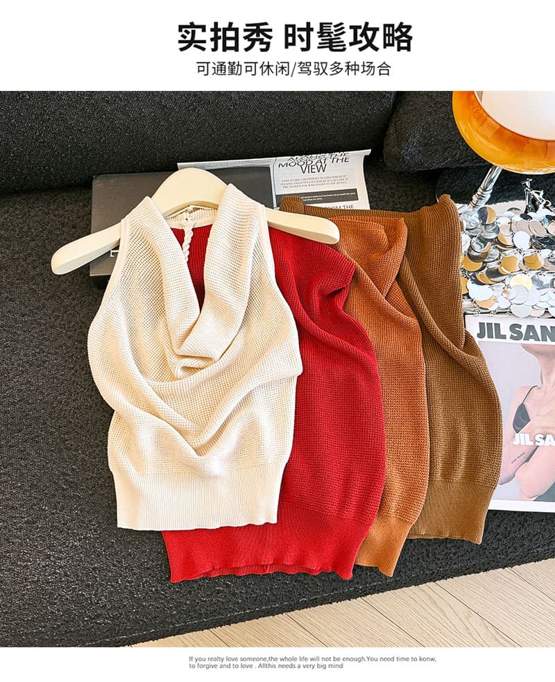 실사 달콤한 매운맛 흔들다 칼라 행침 목 캐미솔 여름 외출용 몸매 가꾸기 슬림해 보이는 아름다운 고유 한 아름다운 민소매 맨위 상세 이미지 7