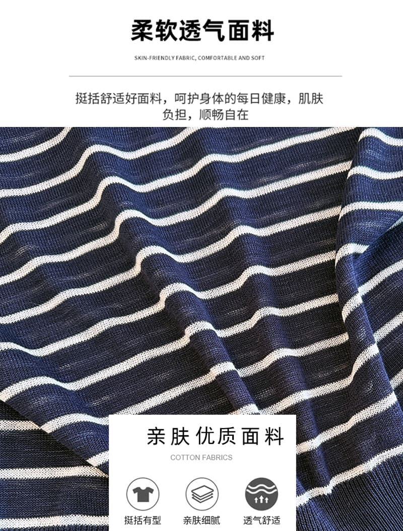 실사 2026 여름 새로운 POLO 칼라 스트라이프 루즈핏 니트 기본 셔츠 민소매 티셔츠 조끼 맨위 여성 트렌디 상세 이미지 4