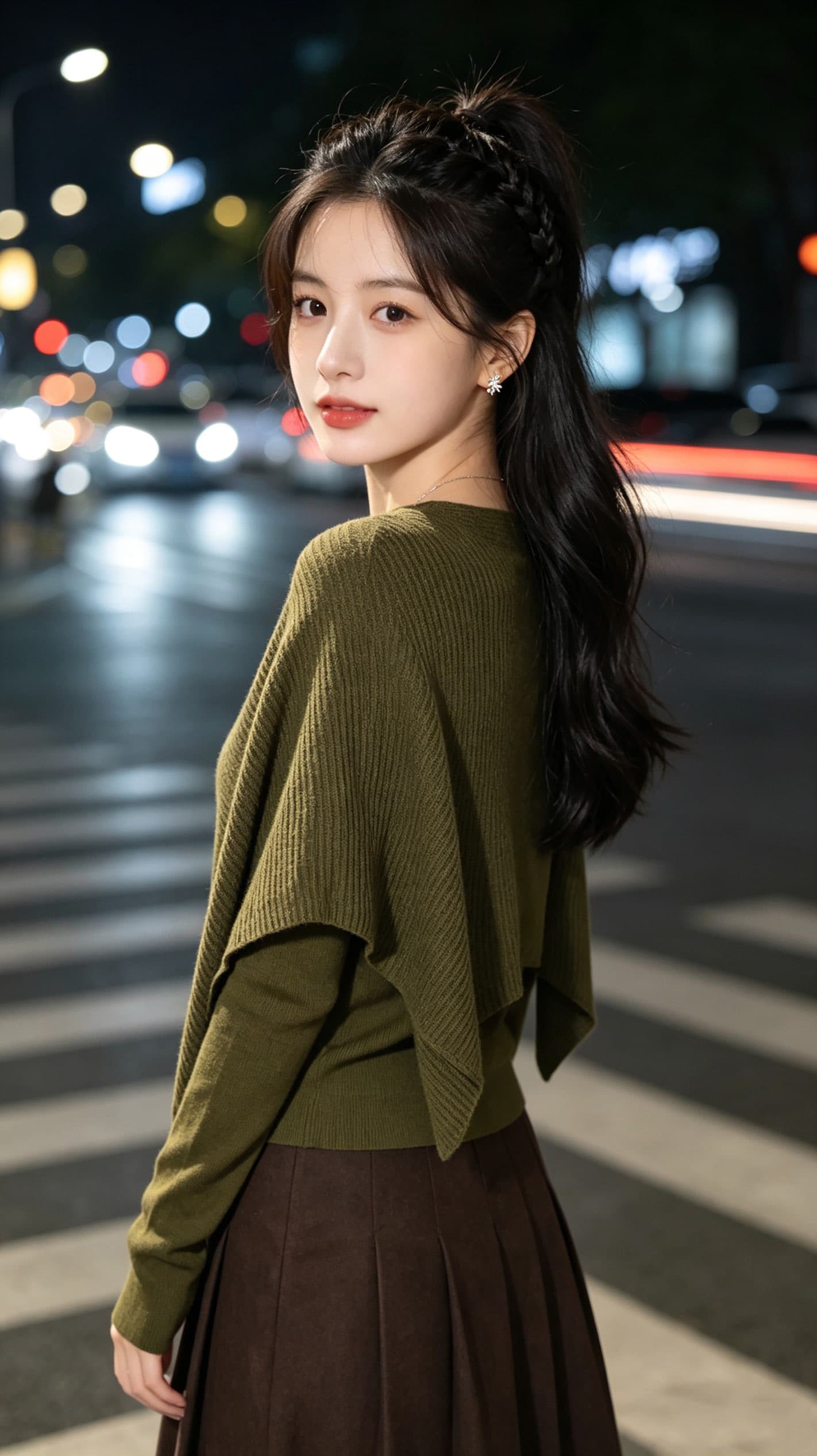 실사 2026 년 가을 패션 다용도 비대칭 숄 슬림해 보이는 품격 긴팔 니트 스웨터 맨위 이미지 3