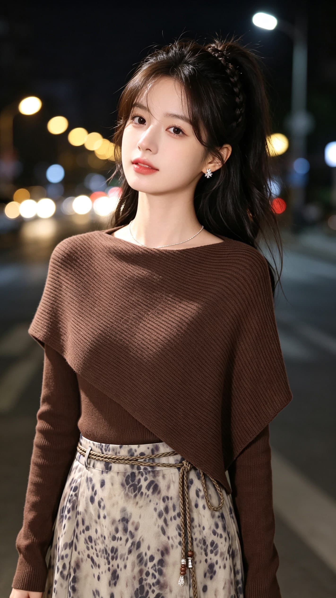 실사 2026 년 가을 패션 다용도 비대칭 숄 슬림해 보이는 품격 긴팔 니트 스웨터 맨위 상세 이미지 3