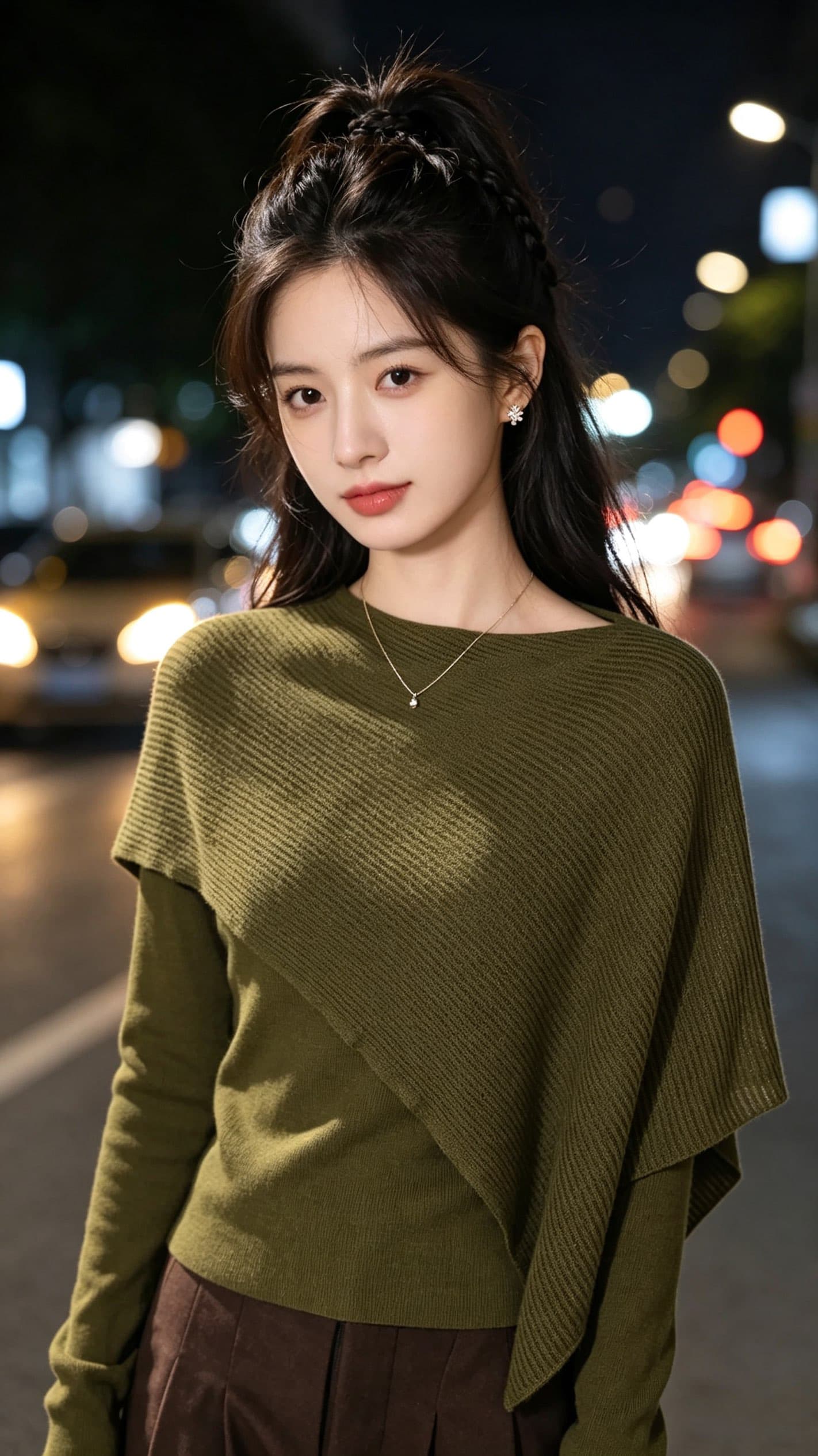실사 2026 년 가을 패션 다용도 비대칭 숄 슬림해 보이는 품격 긴팔 니트 스웨터 맨위 상세 이미지 9