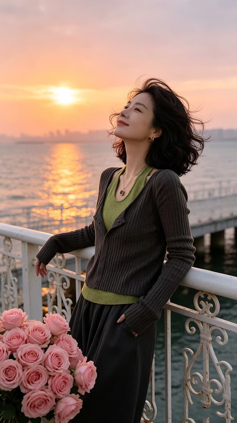 한 부서 배색 행침 목 니트 스웨터 여성 작은 대중 디자인 센스 페이크 레이어드 V넥 구덩이 기사 슬림해 보이는 긴팔 기본 셔츠 상세 이미지 3