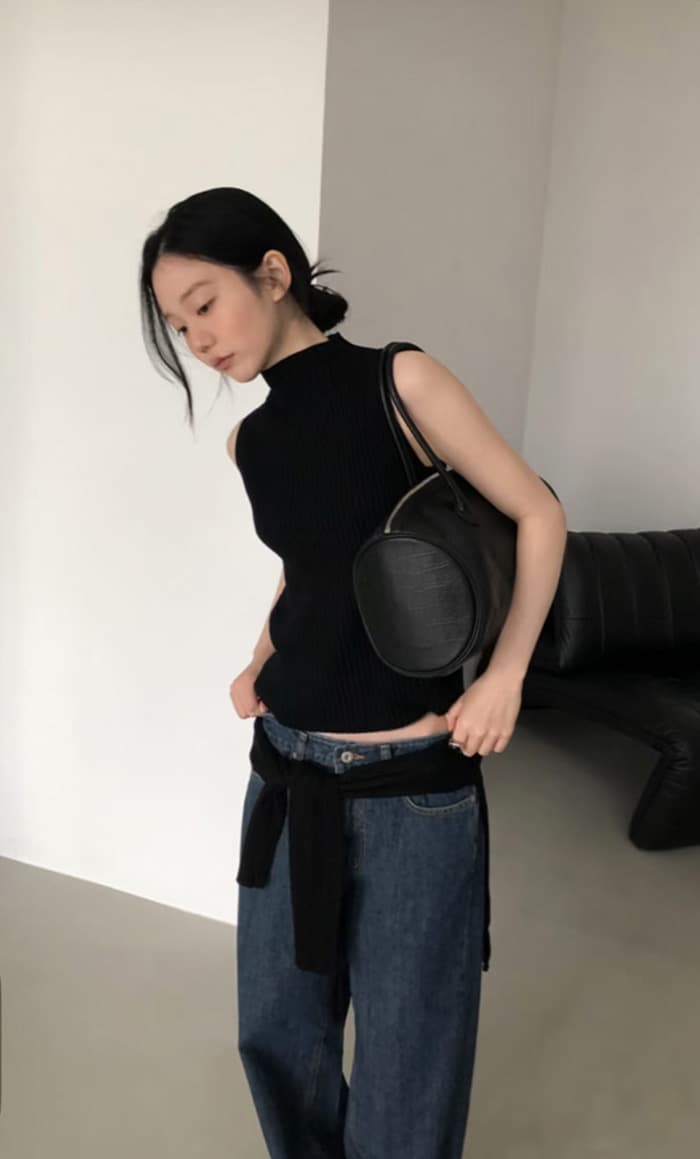 실사 정가 한국 보 주님 같은 단락 슬림해 보이는 검정색 민소매 구덩이 기사 조끼 상세 이미지 6