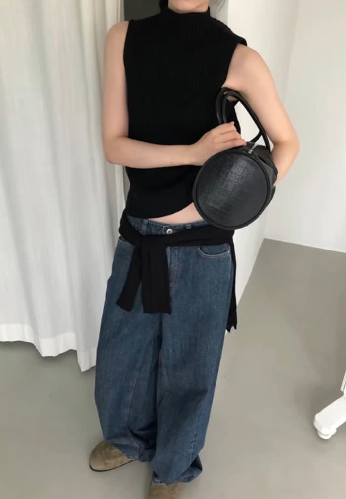 실사 정가 한국 보 주님 같은 단락 슬림해 보이는 검정색 민소매 구덩이 기사 조끼 상세 이미지 7