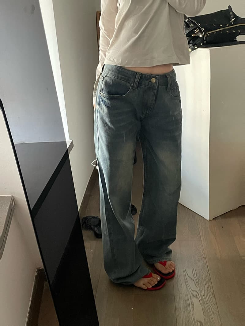 실사 정가 이른 가을 한국 동대문 워시 물 레트로 하트 거친 가장자리 로우 웨이스트 청바지 상세 이미지 6