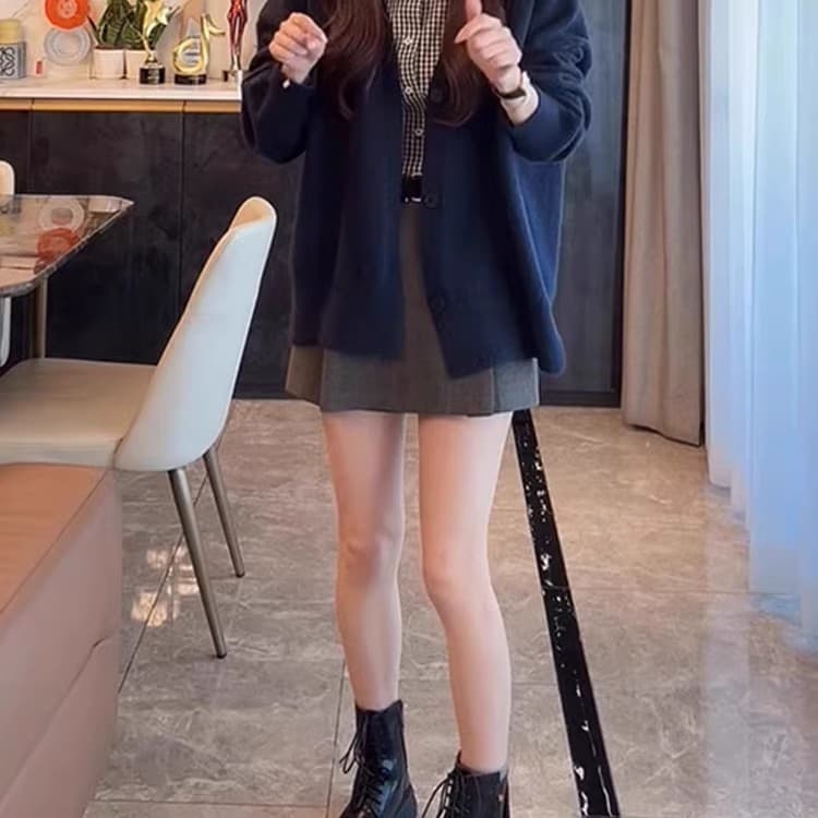 이른 가을 새로운 느긋한 바람 루즈핏 스웨터 니트 오픈 가디건 여성 코트 한 부서 밑단 트임 자수 다용도 맨위 이미지 3