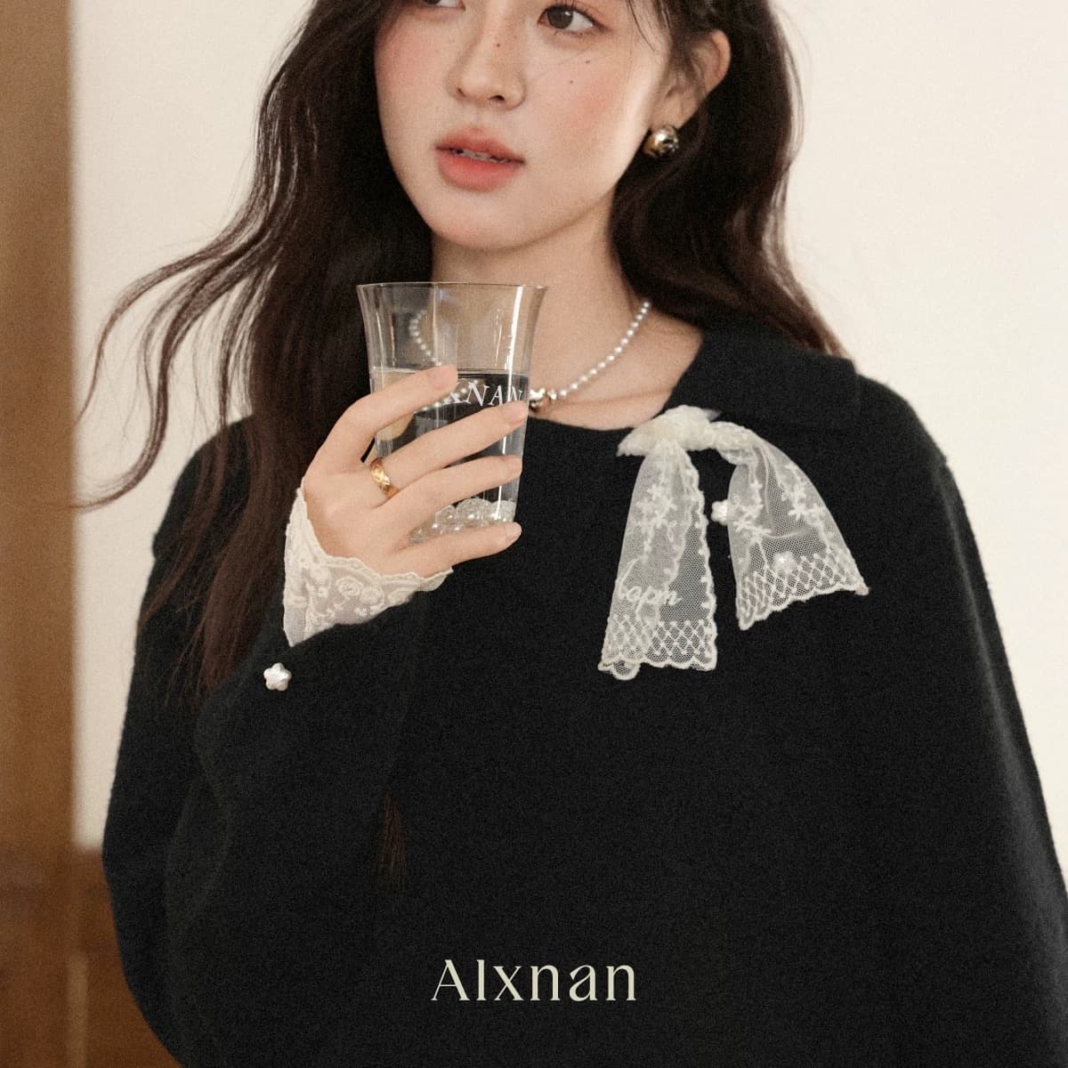 부드러운 자매 부서 회색 풀오버 가을 겨울 소녀 새로운 긴팔 루즈핏 니트 맨위 재킷 이미지 5