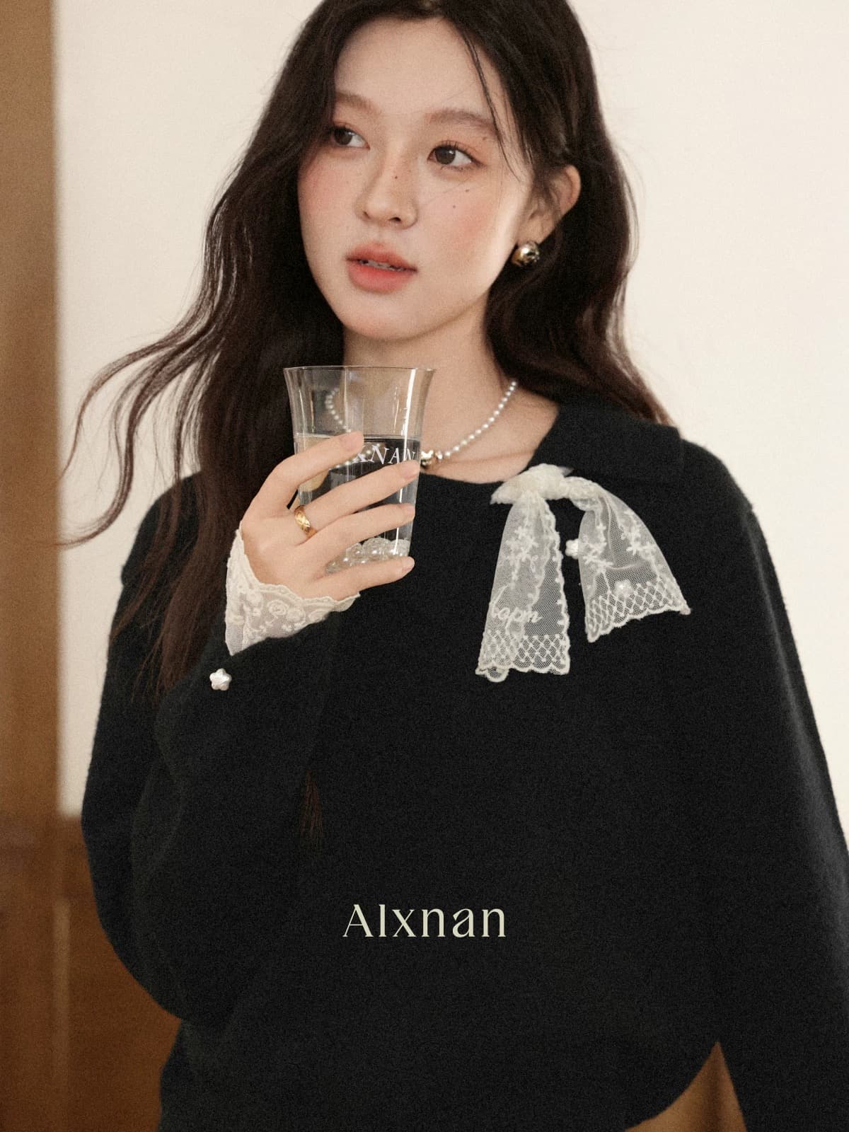 부드러운 자매 부서 회색 풀오버 가을 겨울 소녀 새로운 긴팔 루즈핏 니트 맨위 재킷 상세 이미지 3