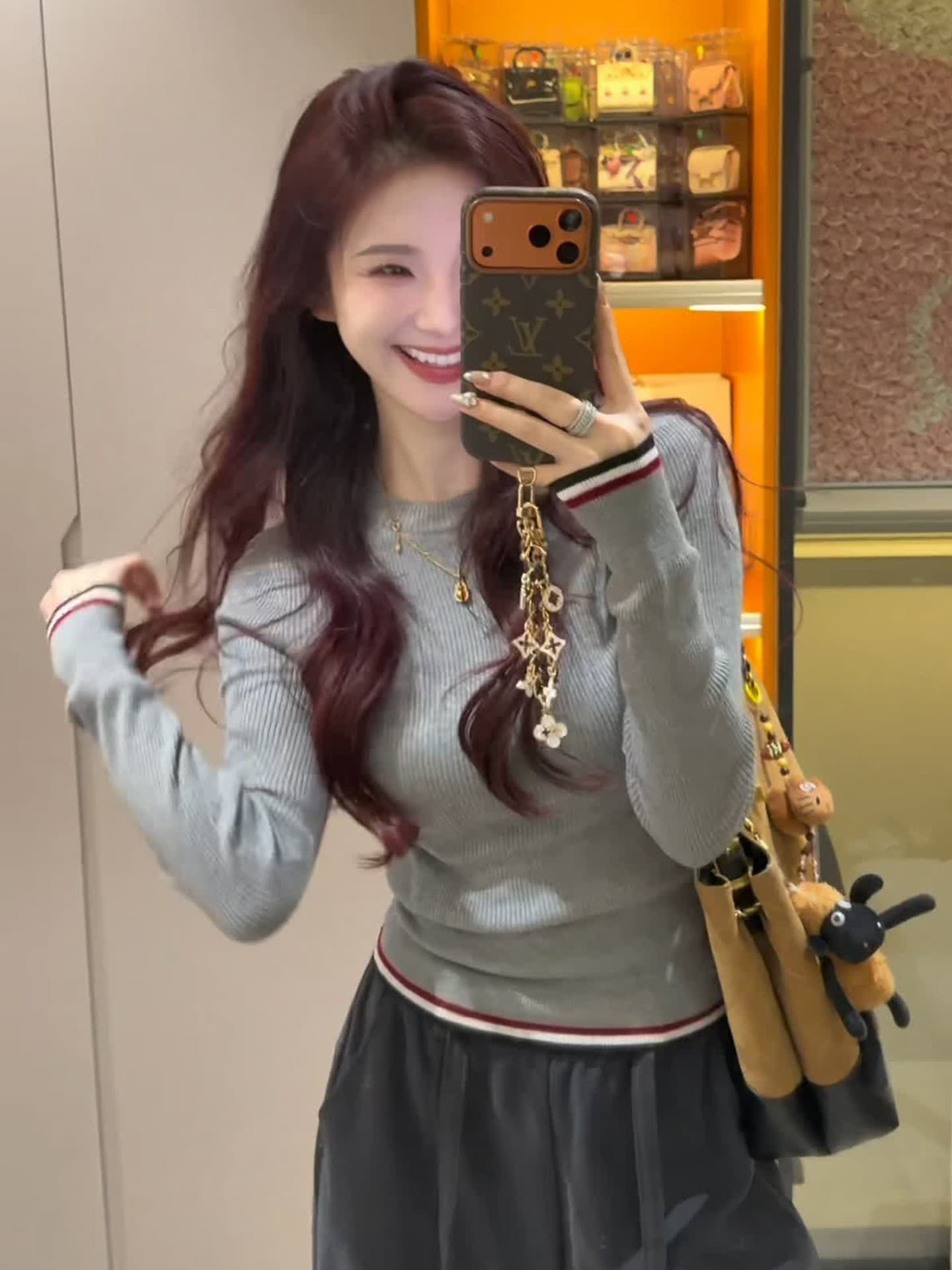 한 부서 화이트 니트 기본 셔츠 티셔츠 여성 봄 인사이드 가져 가라. 자이언트 잘 생긴 몸매 가꾸기 쇼트 스타일 이른 가을 긴팔 맨위 얇은 이미지 2