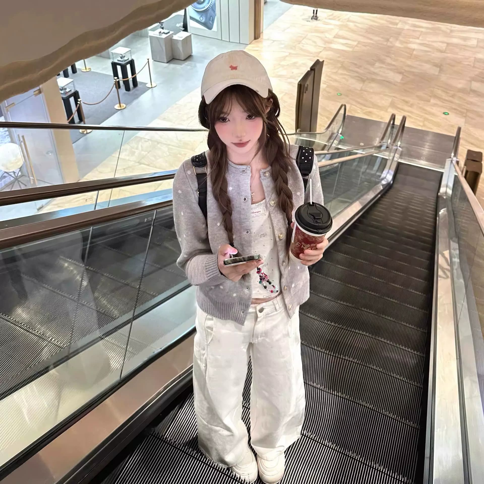 2026 조기 봄 새로운 한 부서 회색 도트 무늬 오픈 가디건 스웨터 여자 느긋한 외부 가져 가라. 니트 스웨터 맨위 작은 외투 상세 이미지 13
