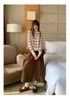안녕하세요. 대포 레트로 배색 스트라이프 니트 오픈 가디건 여성 봄 가을 2026 새로운 느슨함 센스 캐주얼 슬림해 보이는 맨위 상세 이미지 6