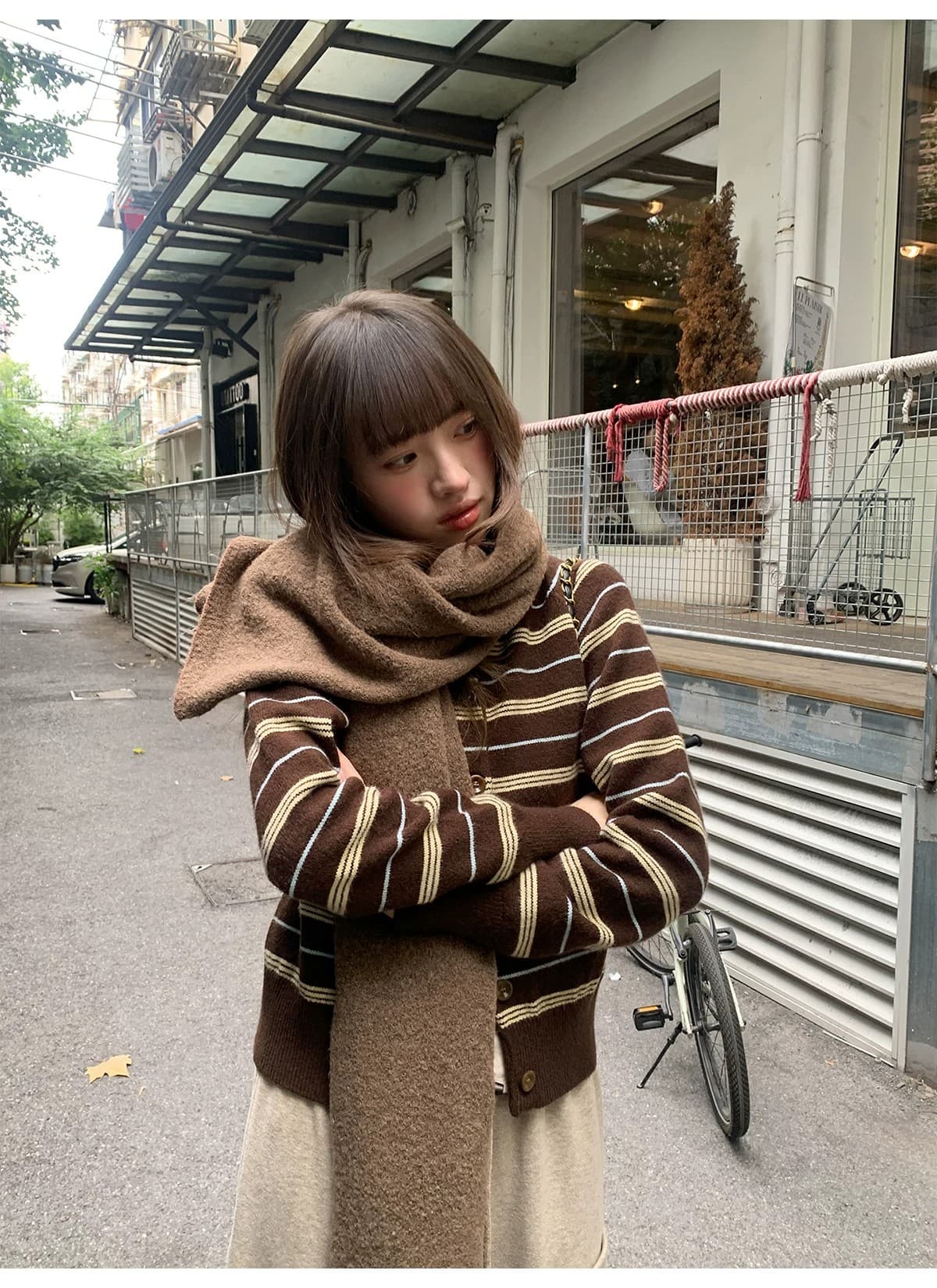 안녕하세요. 대포 레트로 배색 스트라이프 니트 오픈 가디건 여성 봄 가을 2026 새로운 느슨함 센스 캐주얼 슬림해 보이는 맨위 상세 이미지 17