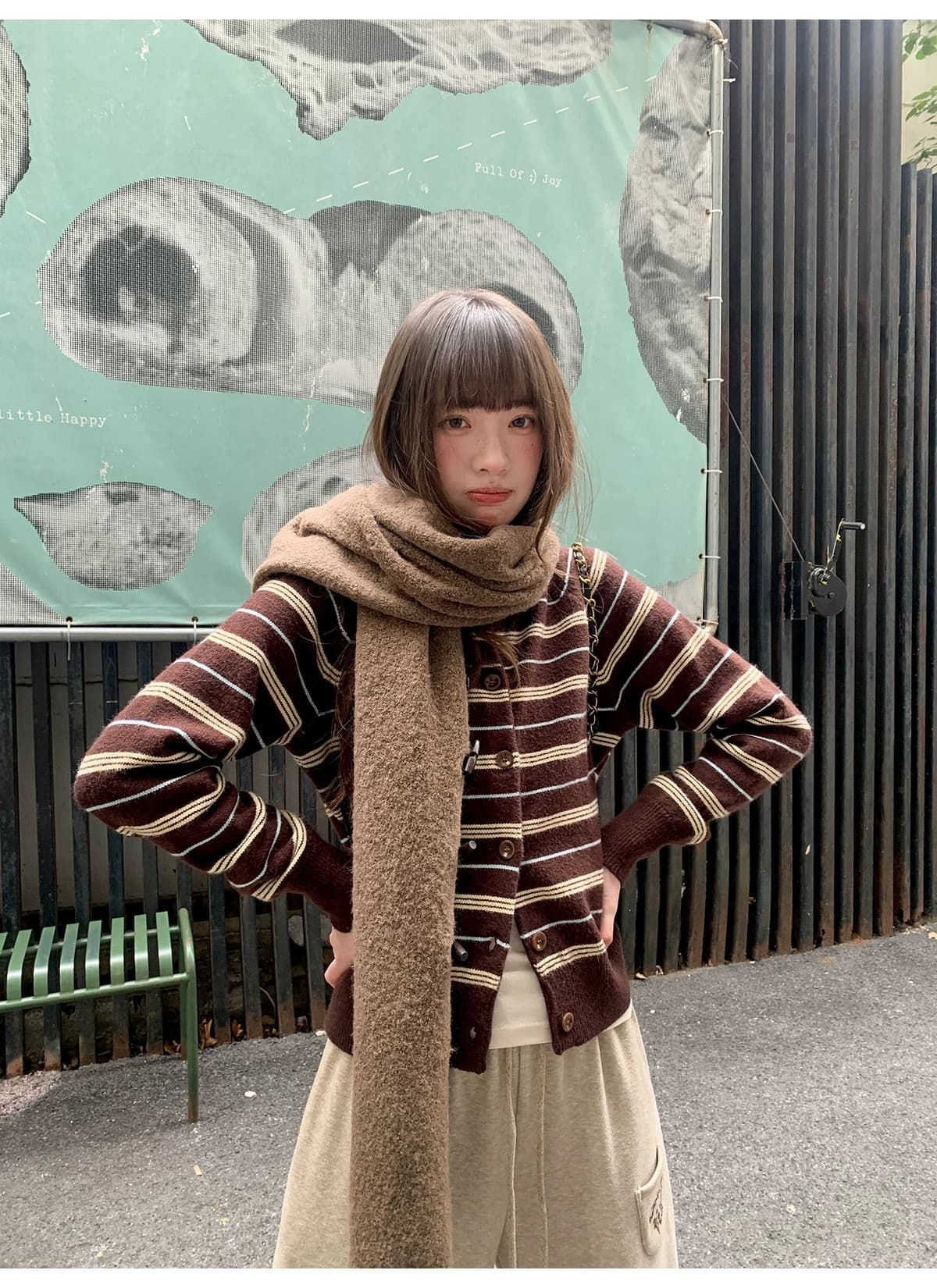 안녕하세요. 대포 레트로 배색 스트라이프 니트 오픈 가디건 여성 봄 가을 2026 새로운 느슨함 센스 캐주얼 슬림해 보이는 맨위 상세 이미지 23