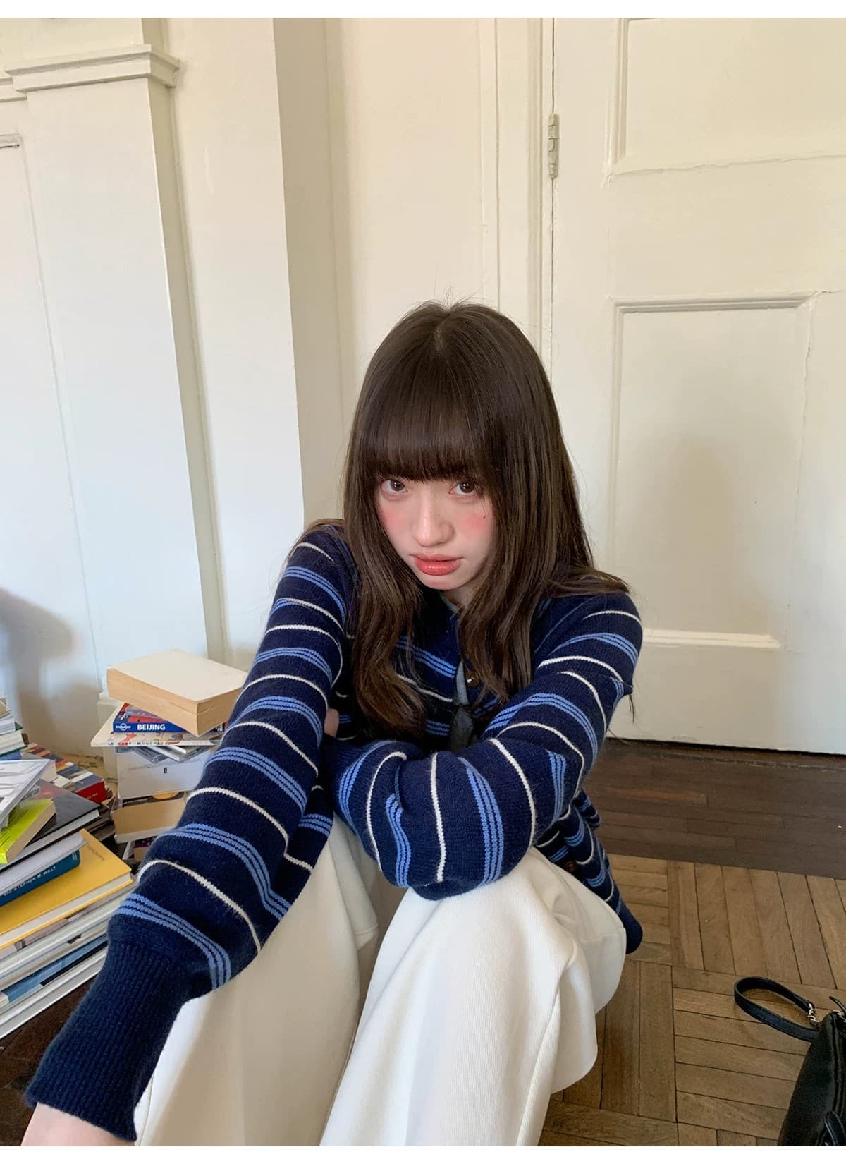안녕하세요. 대포 레트로 배색 스트라이프 니트 오픈 가디건 여성 봄 가을 2026 새로운 느슨함 센스 캐주얼 슬림해 보이는 맨위 상세 이미지 32