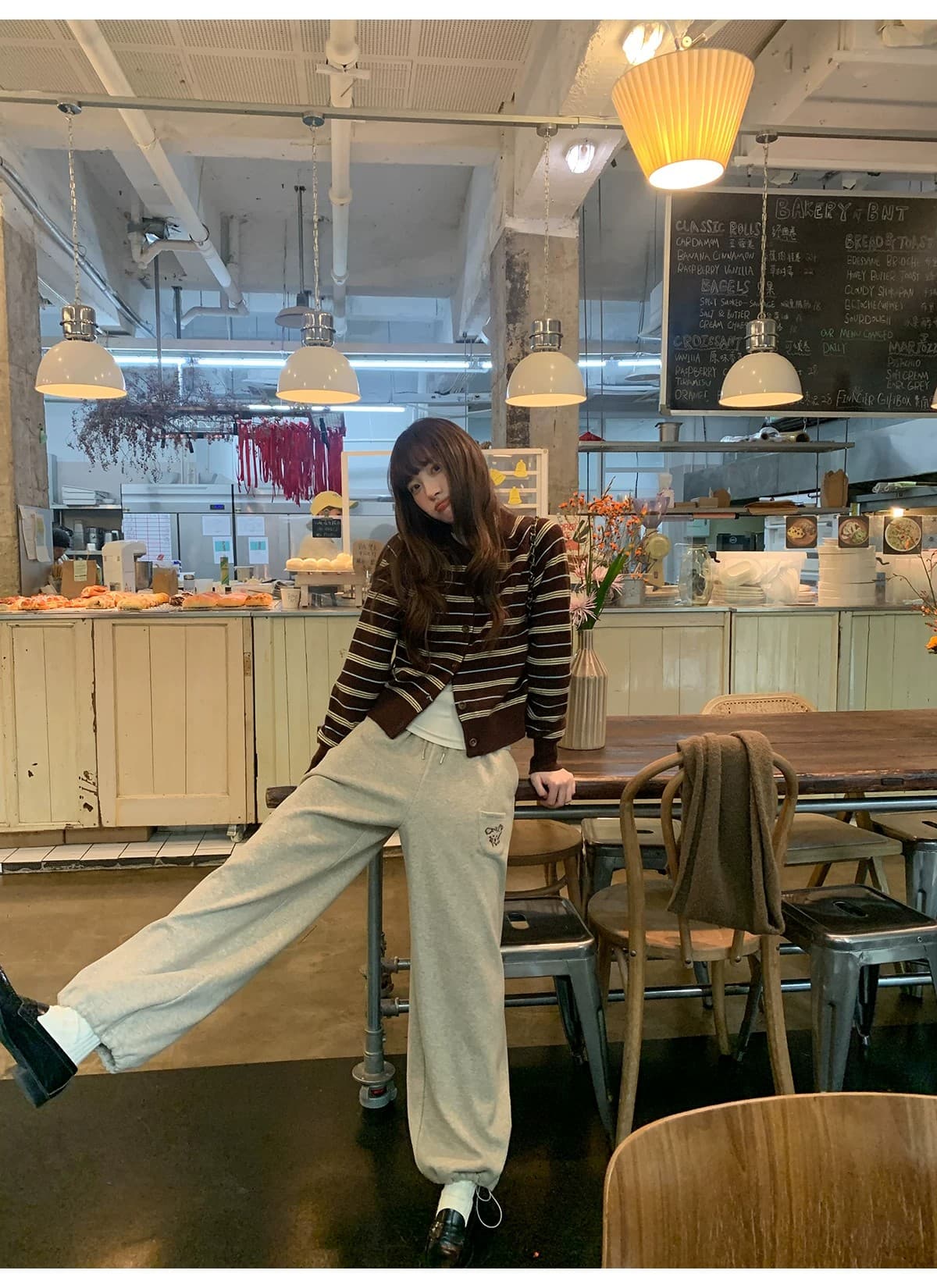 안녕하세요. 대포 레트로 배색 스트라이프 니트 오픈 가디건 여성 봄 가을 2026 새로운 느슨함 센스 캐주얼 슬림해 보이는 맨위 상세 이미지 39